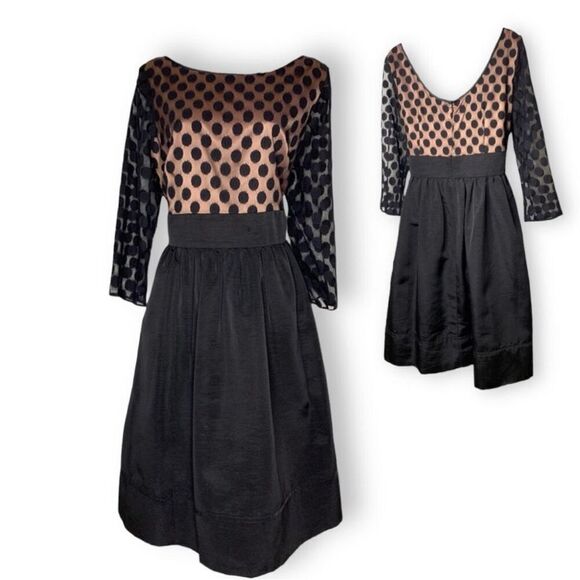 ✨Eliza J Black on Nude Polka Dot Mesh Dress Size 10✨ - Picture 9 of 16